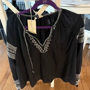 Black Embroidered Women's Top